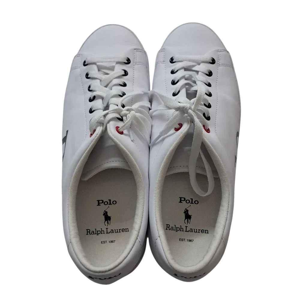 Polo Ralph Lauren Sneakers‎ Shoes Mens 11 White Leather Low Top Lace Up Preppy